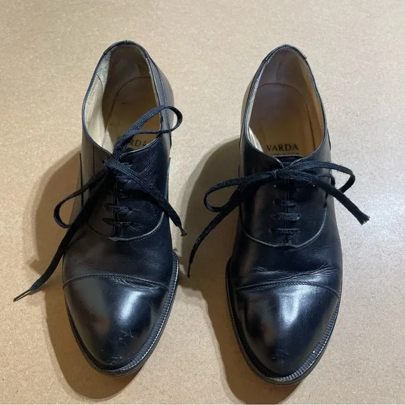 Varda Black Leather Heels - Picture 2 of 12